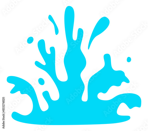 Water splash blue silhouette. Flowing blue liquid