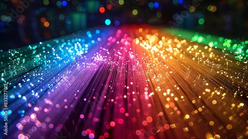 Vivid portrayal of multicolored optical fibers spread out