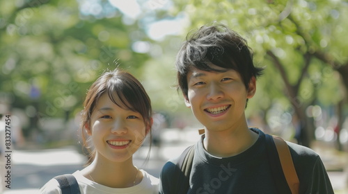 公園を歩くカップル