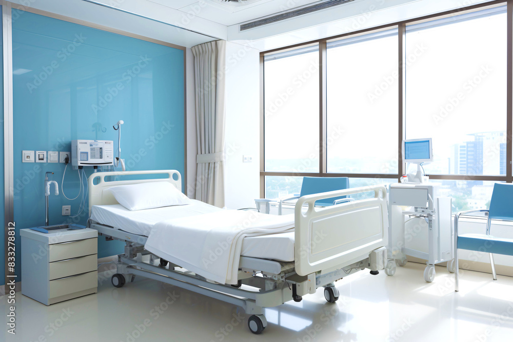 empty bed room in hospital Concept of a modern medical clinic empty bed room in hospital Concept of a modern medical clinic