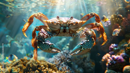 blue crab in the sea