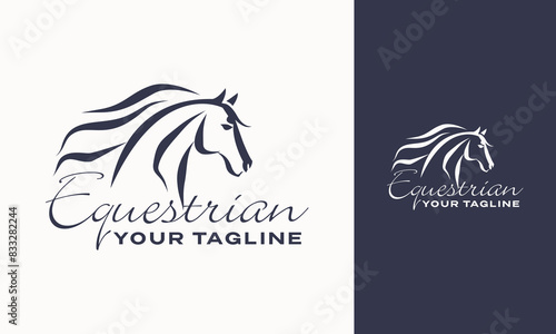 vector elegant masculine stallion horse head logo