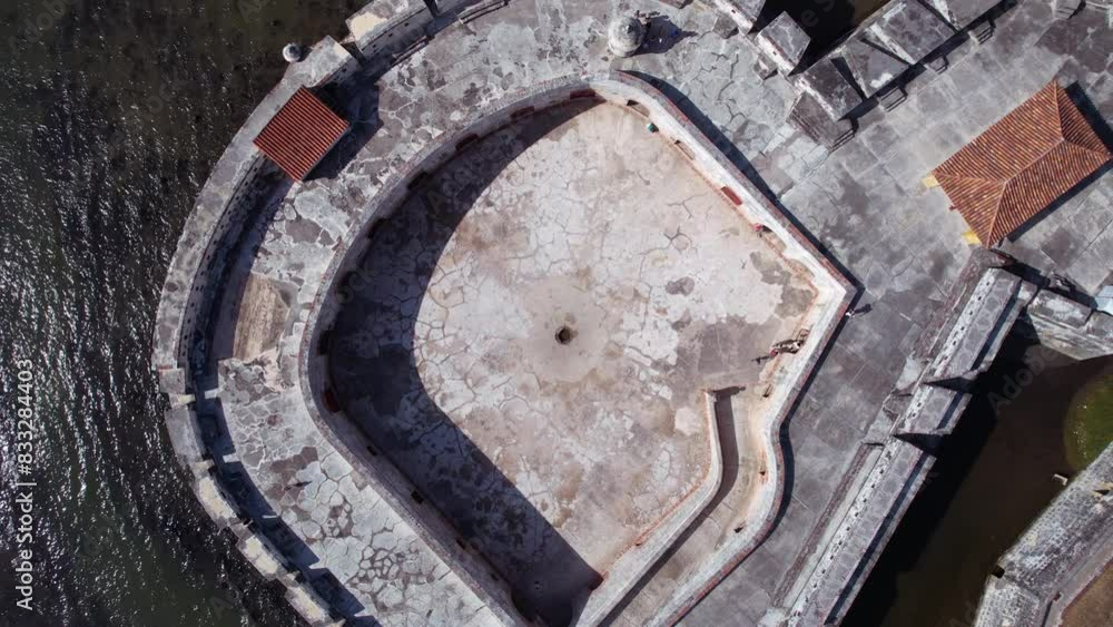 Top Down Aerial View, San Fernando Fortress on Bocachica Island, Cartagena, Colombia Top Down Aerial View, San Fernando Fortress on Bocachica Island, Cartagena, Colombia