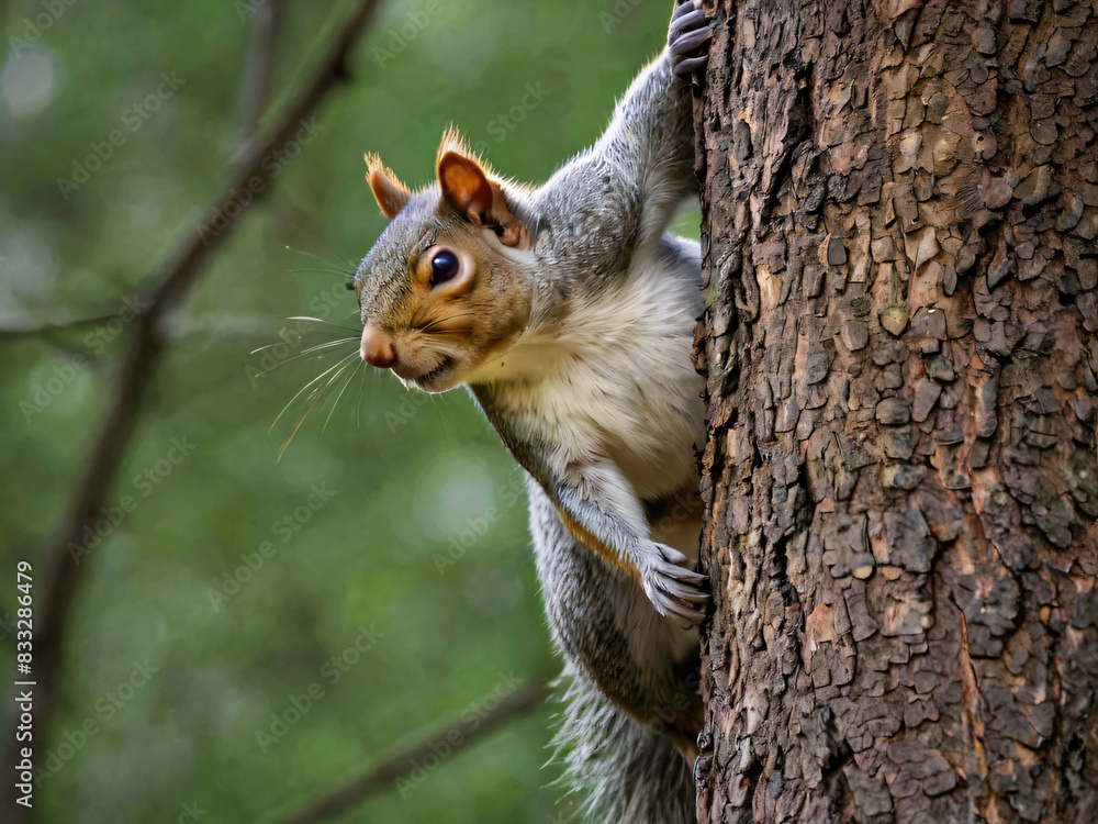 hiding squirrel on a tree hiding squirrel on a tree