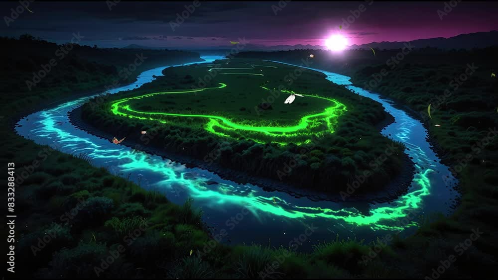 Bio Effect Island Video of a bio bay on a tropical island. The water is glowing blue and ...