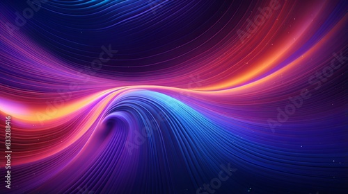 Vibrant abstract waves in blue, purple, and orange with dynamic energy photo