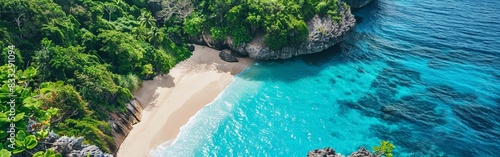 Aerial View of Tropical Beach with Turquoise Waters