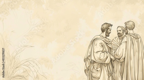 Biblical Illustration of Galatians 1: Greeting, Paul's Apostleship, True Gospel, Beige Background, Copyspace photo