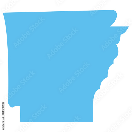 USA state Arkansas maps blue vector outline boundary silhouette illustration, American state map