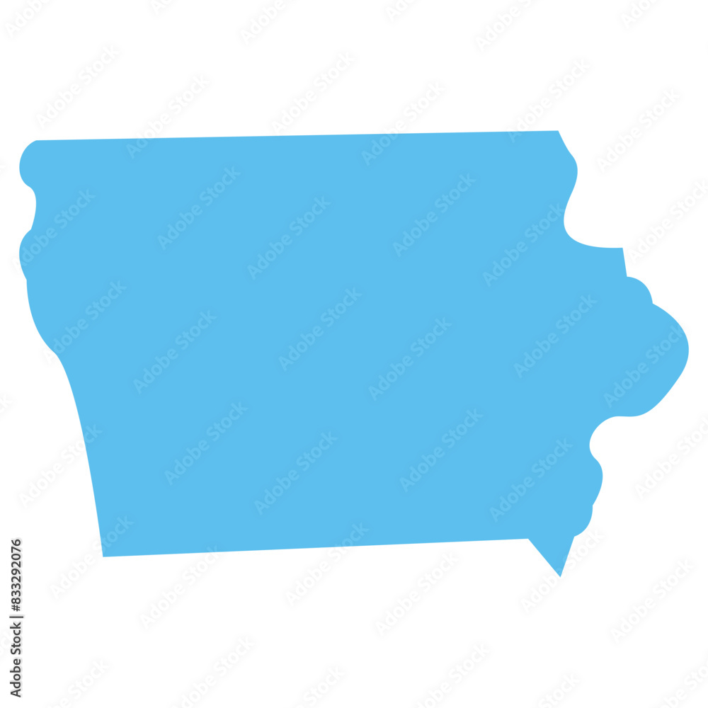 LOWA USA state maps blue vector outline boundary silhouette illustration, American state map LOWA USA state maps blue vector outline boundary silhouette illustration, American state map