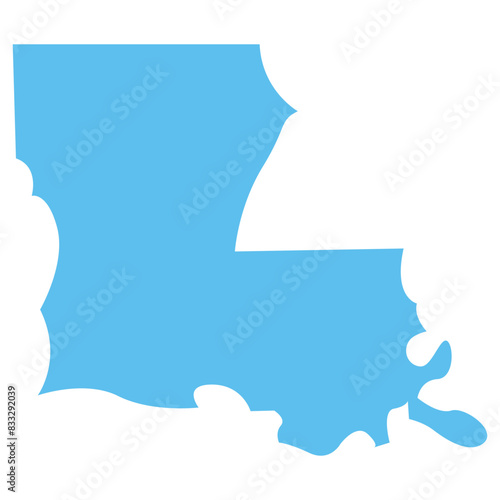 LOUSIANA USA state maps blue vector outline boundary silhouette illustration, American state map