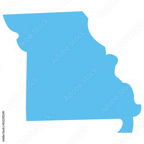 MISSOURI USA state maps blue vector outline boundary silhouette illustration, American state map