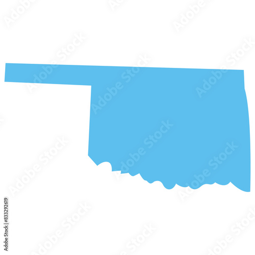 OKLAHOMA USA state maps blue vector outline boundary silhouette illustration, American state map