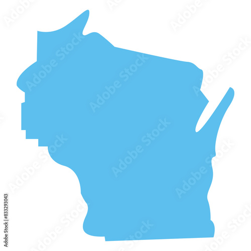WISCONSIN USA state maps blue vector outline boundary silhouette illustration, American state map