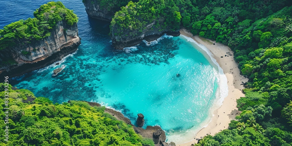 Aerial View of Tropical Beach with Turquoise Waters Aerial View of Tropical Beach with Turquoise Waters