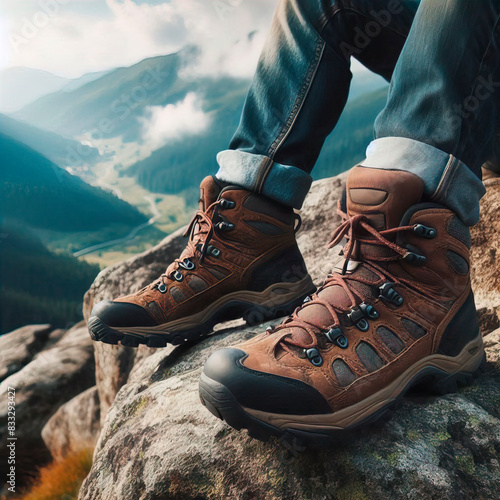 Mountaineer boots on a rock