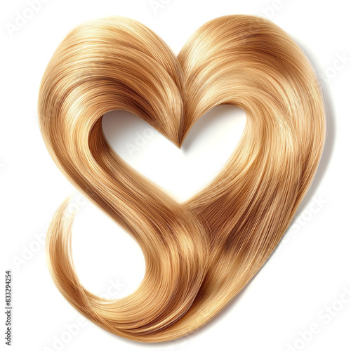 Heart-Shaped Blond Hair Isolated on White Background