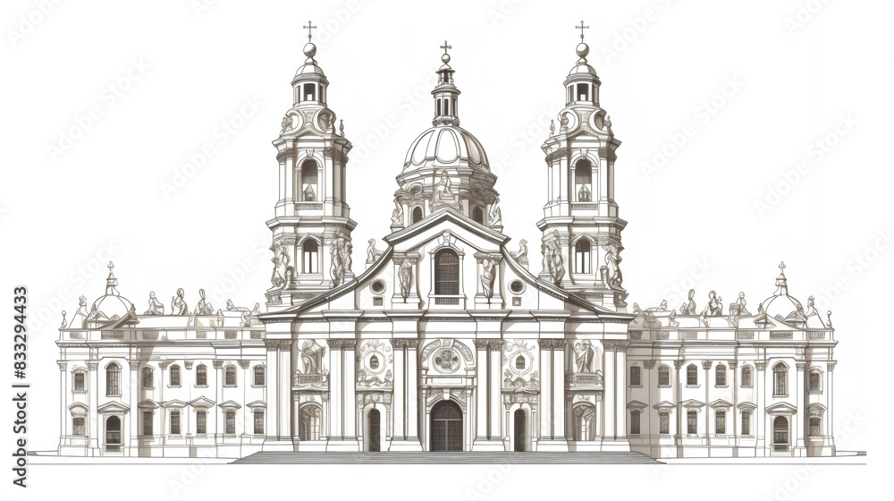 Intricate Architectural Drawing of a Historic Cathedral Intricate Architectural Drawing of a Historic Cathedral