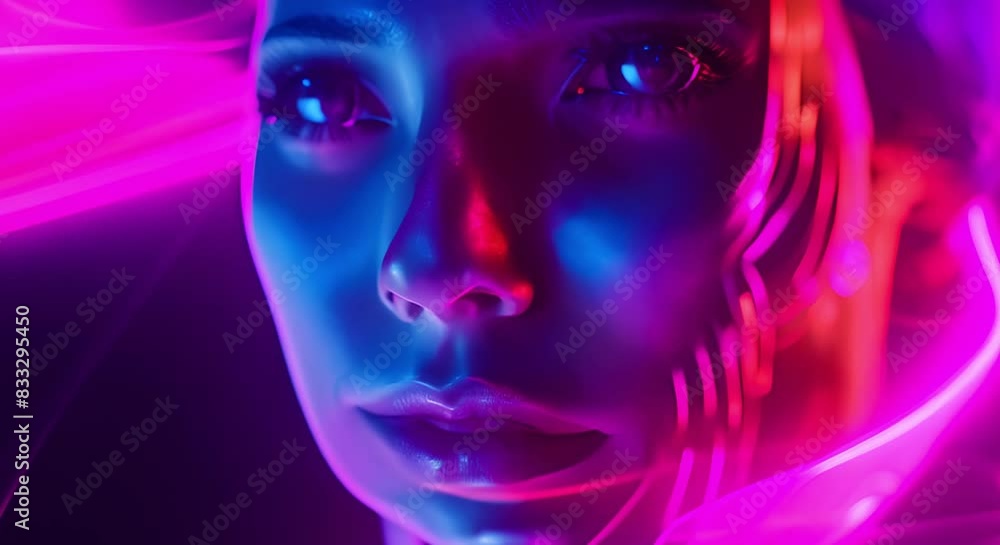 Advanced Face Recognition Technology: Futuristic Digital Female Face with Biometric Lines. Concept Facial Recognition, Biometric Technology, Futuristic Design, Digital Female Face Advanced Face Recognition Technology: Futuristic Digital Female Face with Biometric Lines. Concept Facial Recognition, Biometric Technology, Futuristic Design, Digital Female Face