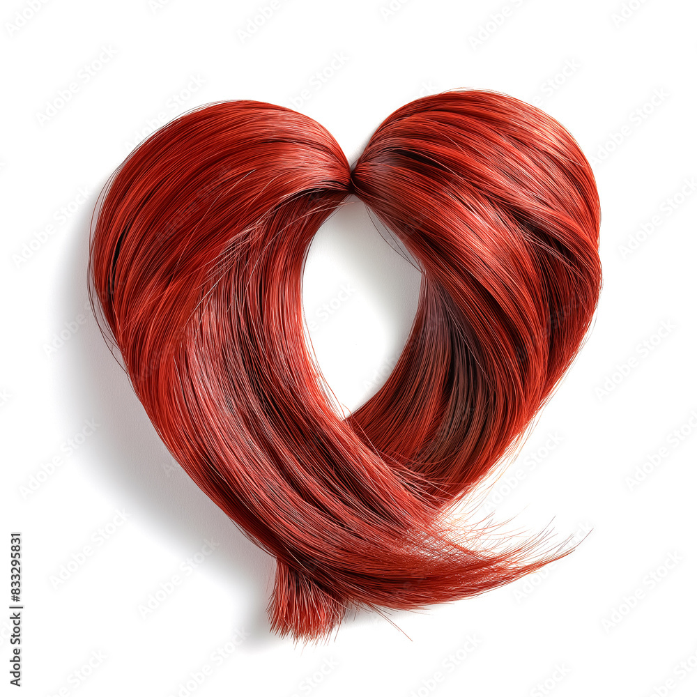Heart-Shaped Red Hair Isolated on White Background