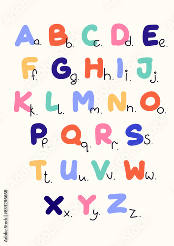 Cute hand drawn alphabet. Elements for social media, web design, posters. Funny doodle alphabet.