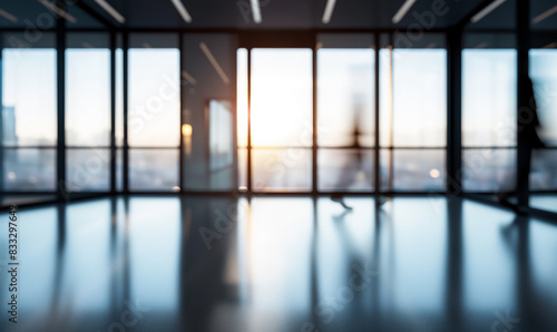 Defocused image of a corporate office with professionals in motion  highlighting the dynamic nature of business environments