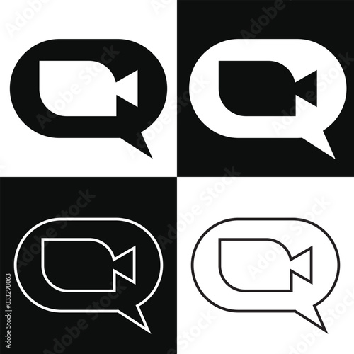 video camera icon for streaming , facetime icons video call symbol. isolated on white and black background. Vector illustration . EPS 10 