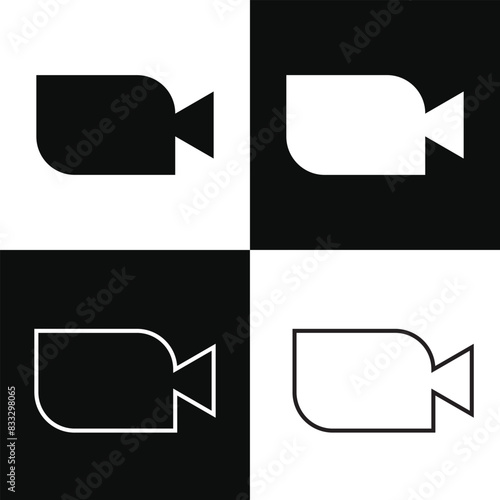 video camera icon for streaming , facetime icons video call symbol. isolated on white and black background. Vector illustration . EPS 10 