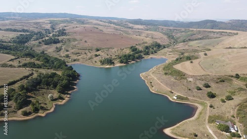 Aerial view of Oslome dam, Pernik Region, Bulgaria photo