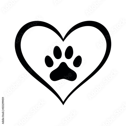 Calligraphy Heart With Paw Print