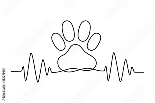 Calligraphy Heartbeat And Paw Print
