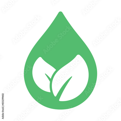 Droplet With Leaves Green