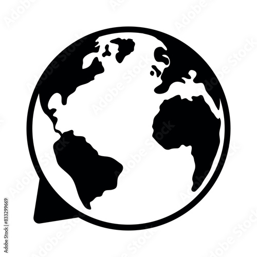 Earth Speech Bubble Black
