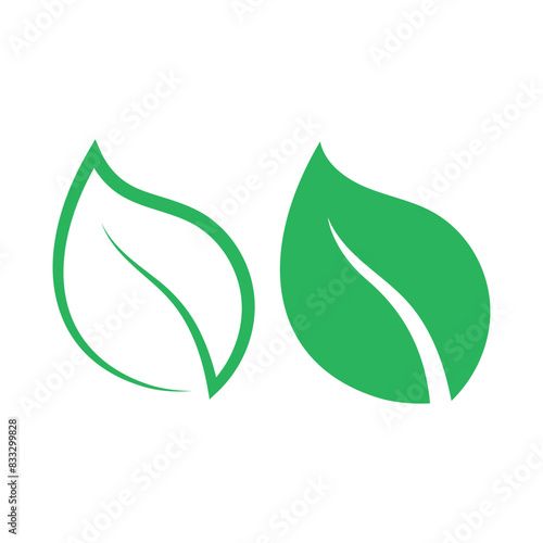 Green Leaves Outline And Flat