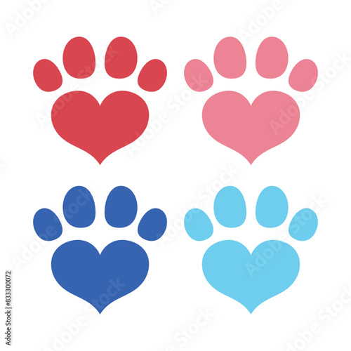 Heart Paw Print Multiple Colours Set