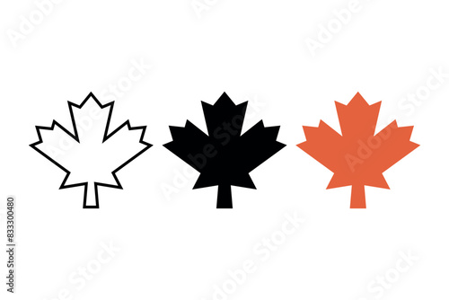 Maple Leaf Outline Glyph Flat