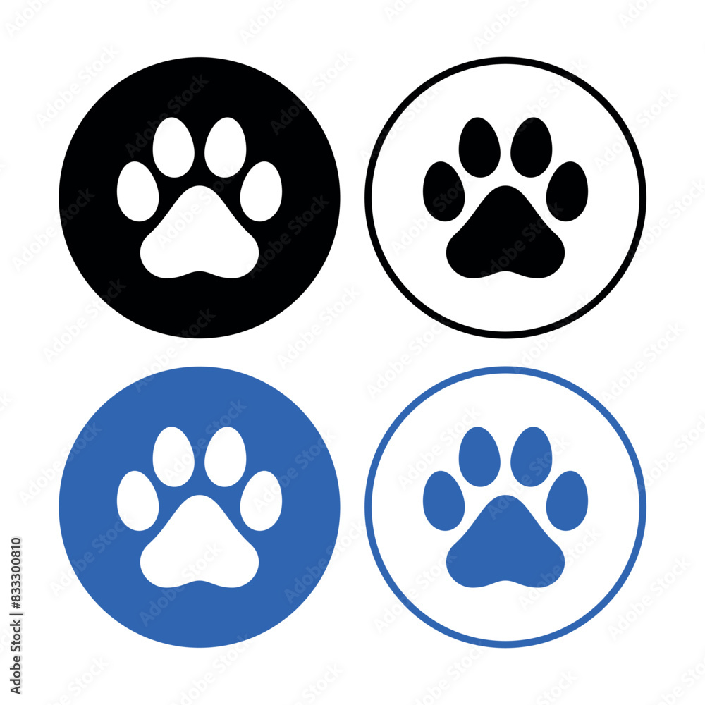 Paw Print In Circle Set Paw Print In Circle Set