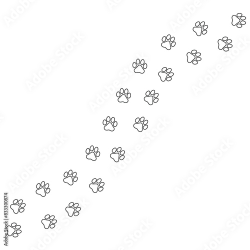 Paw Prints Across Screen Outline Style