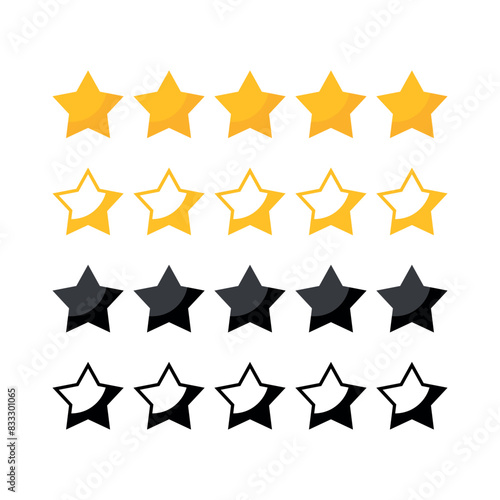 Review Stars Filled Outline Black And Yellow With shadows