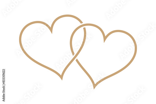 Two Gold Overlapping Outline Hearts