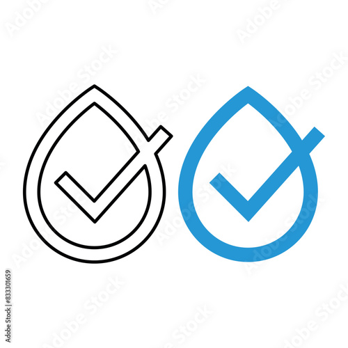 Water Droplet Check Mark Outline And Flat