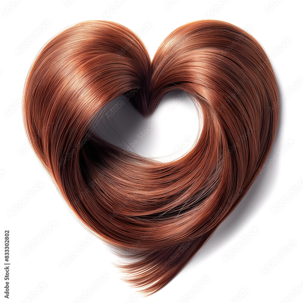 Heart-Shaped Chestnut Hair Isolated on White Background Heart-Shaped Chestnut Hair Isolated on White Background