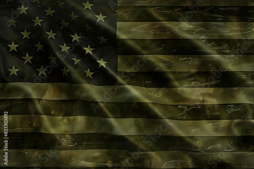 Soft olive green American flag fluttering.