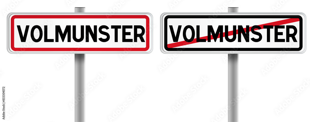 Panneau de VOLMUNSTER à l'Entrée et à la Sortie - Fond Transparent ou Blanc Disponible Panneau de VOLMUNSTER à l'Entrée et à la Sortie - Fond Transparent ou Blanc Disponible