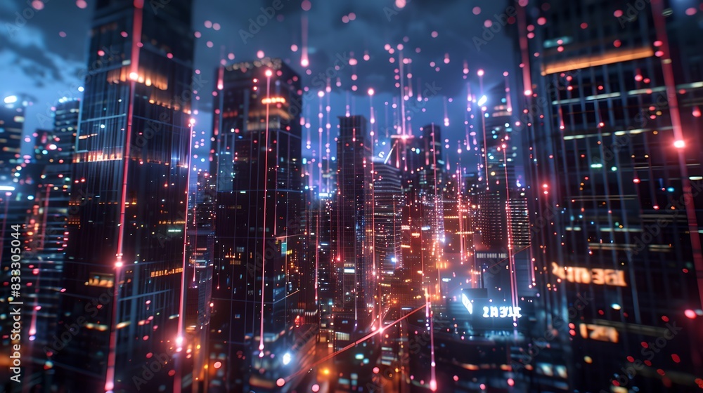 Futuristic Cityscape with Glowing Lights and Dazzling Skyscrapers Futuristic Cityscape with Glowing Lights and Dazzling Skyscrapers