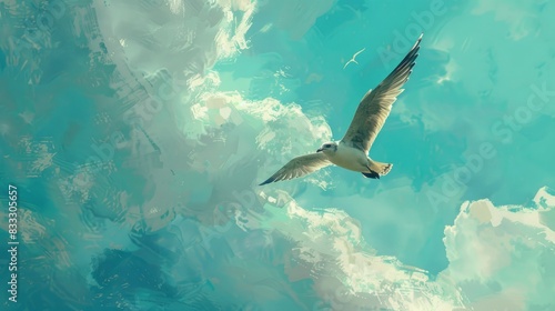 Bird Soaring in the Azure Sky © 2rogan