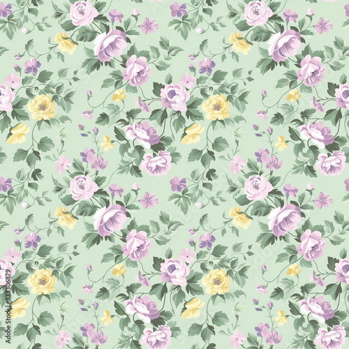 Wallpaper Mural Floral variety color, form natural, seamless fabric pattern. Torontodigital.ca