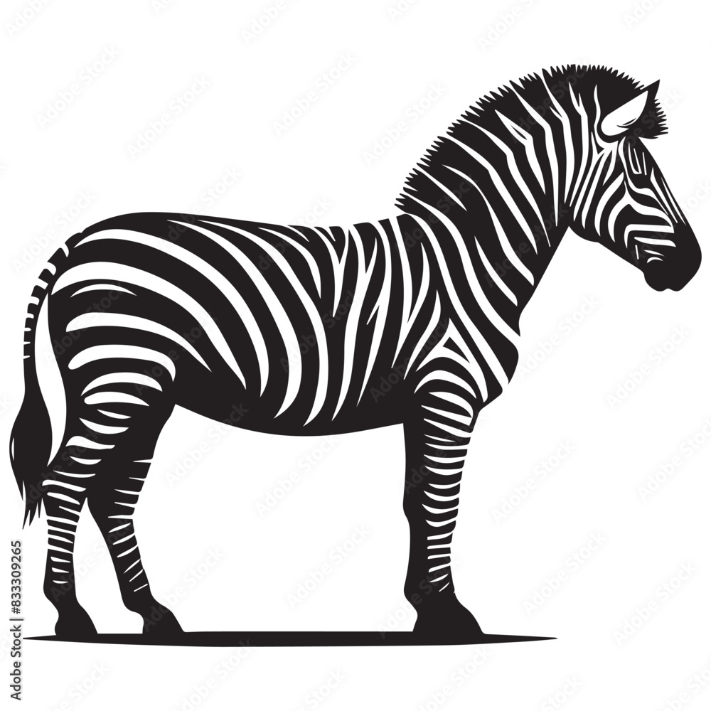 Fototapeta premium Graphical set of zebra isolated on white background, vector illustration