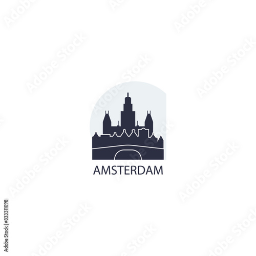 Wallpaper Mural Netherlands Amsterdam city, cityscape, panorama view logo. Modern vector icon with Holland capital horizon. Isolated skyline graphic Torontodigital.ca