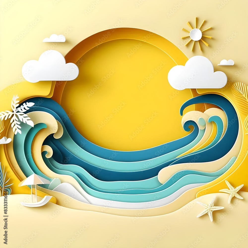 Landscape in summer with waves in yellow colour Landscape in summer with waves in yellow colour